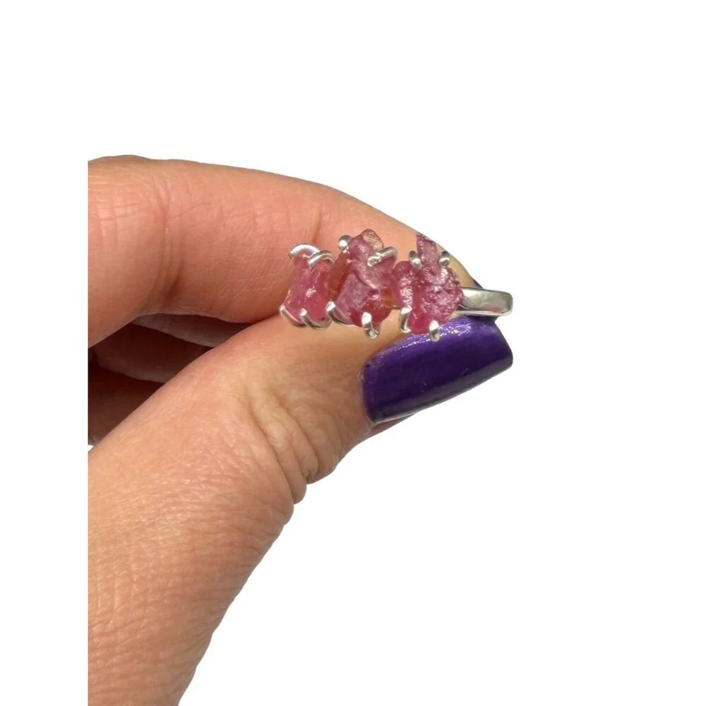 Ruby Ring Size 9 Solid 925 Sterling Silver Raw Rough Stone